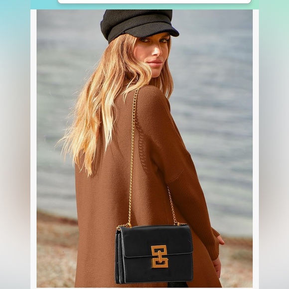 NWT Drrita medium, brown turtle neck, long sleeve, oversized knit sweater. M. - Picture 2 of 9